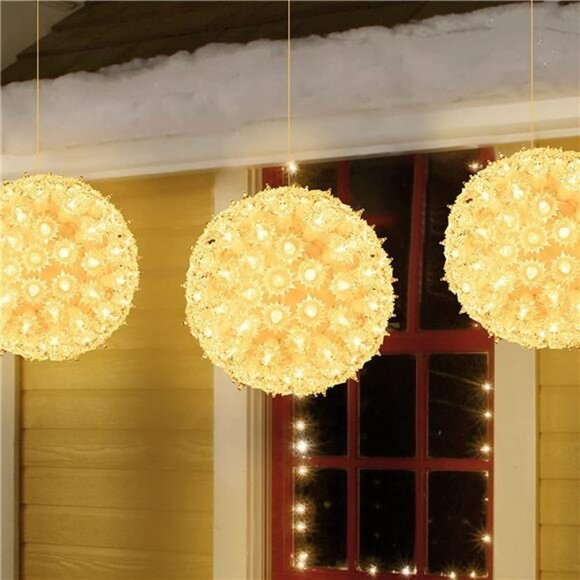 6” Christmas Starlight Sphere Outdoor Clear Lighted Ball Hanging Lights - Picture 2 of 7